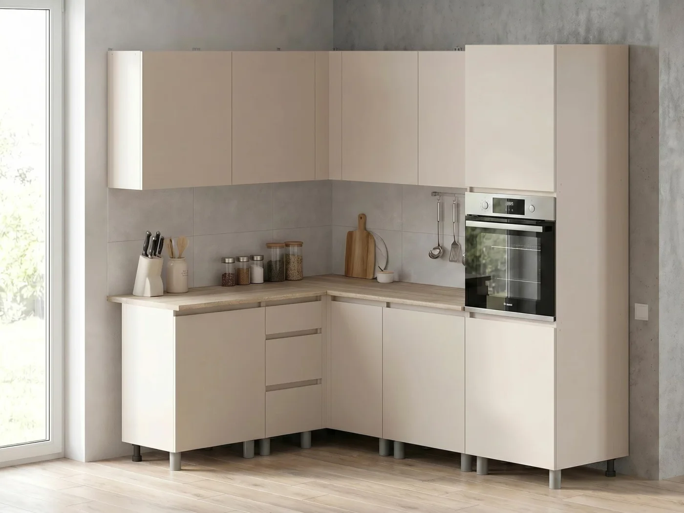 ARNIKA Кухонный гарнитур угловой "Рика" без столешницей 144х220 см, меланж